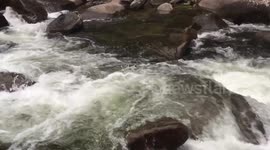 Stunning river waterfall in the great alpine road