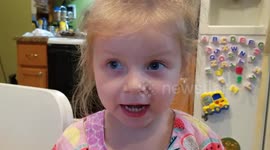 3 year old girl just wants to tell daddy that she loves him