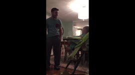 Baby copies daddy
