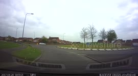 Horse stops in the middle of a roundabout, then creates a traffic jam.
