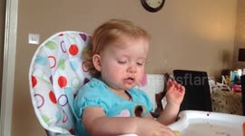 Toddler falls asleep while eating lunch
