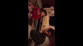 Cute infant become sad when he sees his father crying
