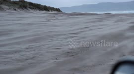 Winter Returns With Gales Blowing Sand At High Speed At N. Ireland Beaches