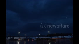 Time-lapse of Approaching Supercell with Lightning