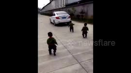 These triplets really don't want their dad to go to work