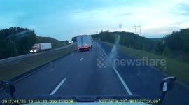 Semi crashes through guardrail - unedited.