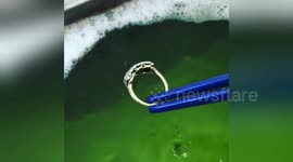 Pure clean satisfaction as ring gets washed after polishing at UK jewellers