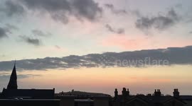 Stunning Sunrise Over Rooftops, Scarborough Castle in The Distance, Sunday 30th April 2017