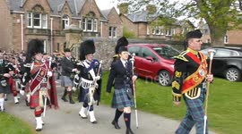 Pipe Bands arrive at Inverness Northern meeting park for charity parade