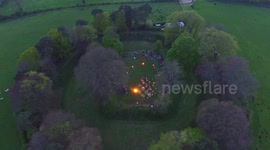 Drone Footage of Beltane Fire Festival Inside Irish Ring Fort