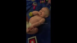 cute baby twins cant stop laughing