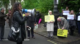 Activists protest in London for the release of journalists in Turkey