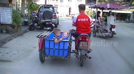 Riding in grandpas sidecart,