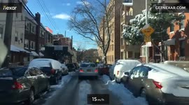 Rear end collision on icy 30th street, NYC
