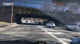 Traffic cone obstructs traffic on Grand Central Pkway in New York