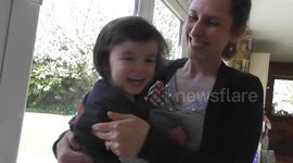 Funny toddler gets a snot bubble unexpectedly