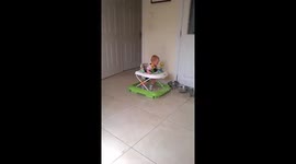 9mth old smashing dishes with baby walker