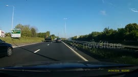 Tractor on Dual Carriageway causes massive braking from traffic driving at ordinary speed.