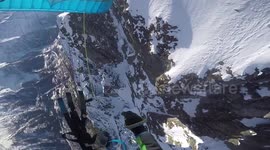 Breathtaking speed flying from the top of a mountain