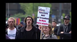 Hundreds of demonstrators clash as rival far-right marchers meet anti-fascists, London,UK