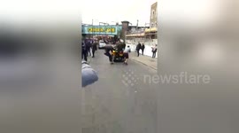 How not to hitch a ride on your skateboard