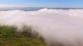 Amazing drone footage of mountain fog in Northern Ireland