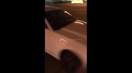Two Mustangs spin out and crash at car show