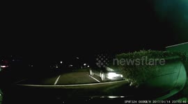 Car Drives Over Parking Lot Partition
