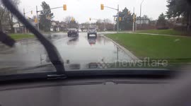 extremely close call with red light runner