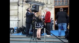 Brian May interviewed on  arrival  at the private view of the Pink Floyd exhibition at the V&A