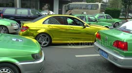 Ridiculous golden Mercedes Benz spotted in China