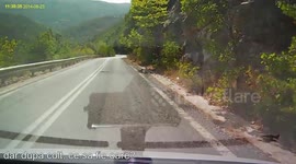 dashcam - near miss - a little surprise after the corner