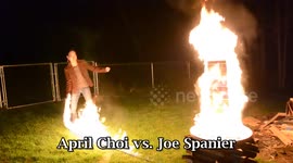 Just a game of giant flaming whip Jenga