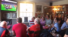 Saracens fans celebrate the victory against Clermont