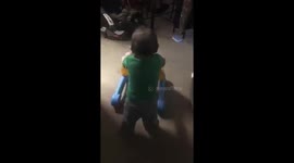 Baby walking for the first time