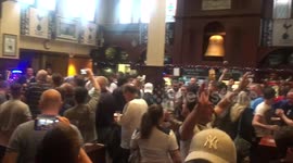 Spurs fans celebrate victory against Manchester United