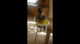 The correct way to eat dinner. Toddler edition.