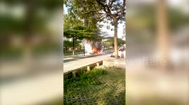 Car bursts into flames and explodes