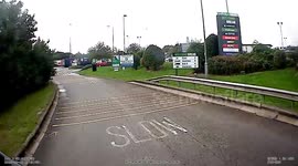 Police car nearly hit me speeding through services