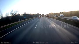 Car pulls out on lorry on m1
