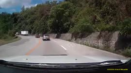 Dashcam of near head on collision with Motorcycle - Philippines