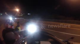 Motorcyclist crashes badly while doing a wheelie