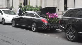 A Car with a boot Full of flowers In Mayfair London