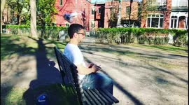 Man knocks bottle off the top of his head with a drone
