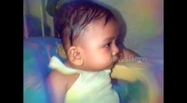 Cute baby, eat when sleepy