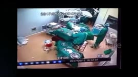 Two hospital employees fight in operating theatre