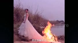 Bride sets wedding dress on fire because she wanted real flames in photos