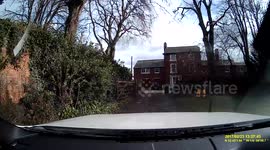 Storm Doris - Dash Cam Footage - Tree landing on moving car.