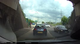 BD54 MKC Ford Ka driver on mobile phone cutting lanes