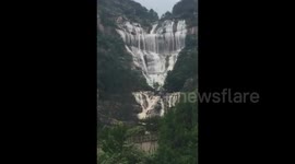 Dried-up waterfall comes 'back to life' after 60 years
